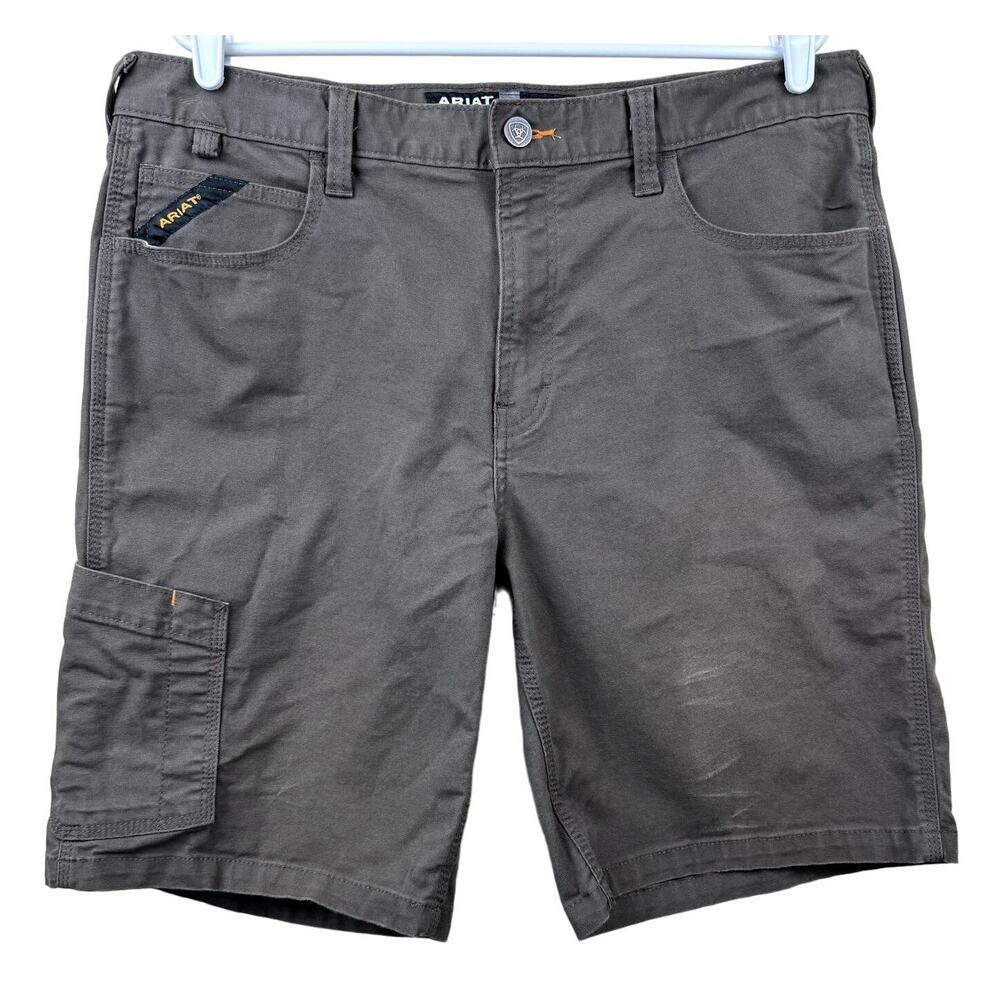 Men's Ariat Brown Rebar M4 Relaxed Made Tough Utility Workwear Cotton‎ Short 35